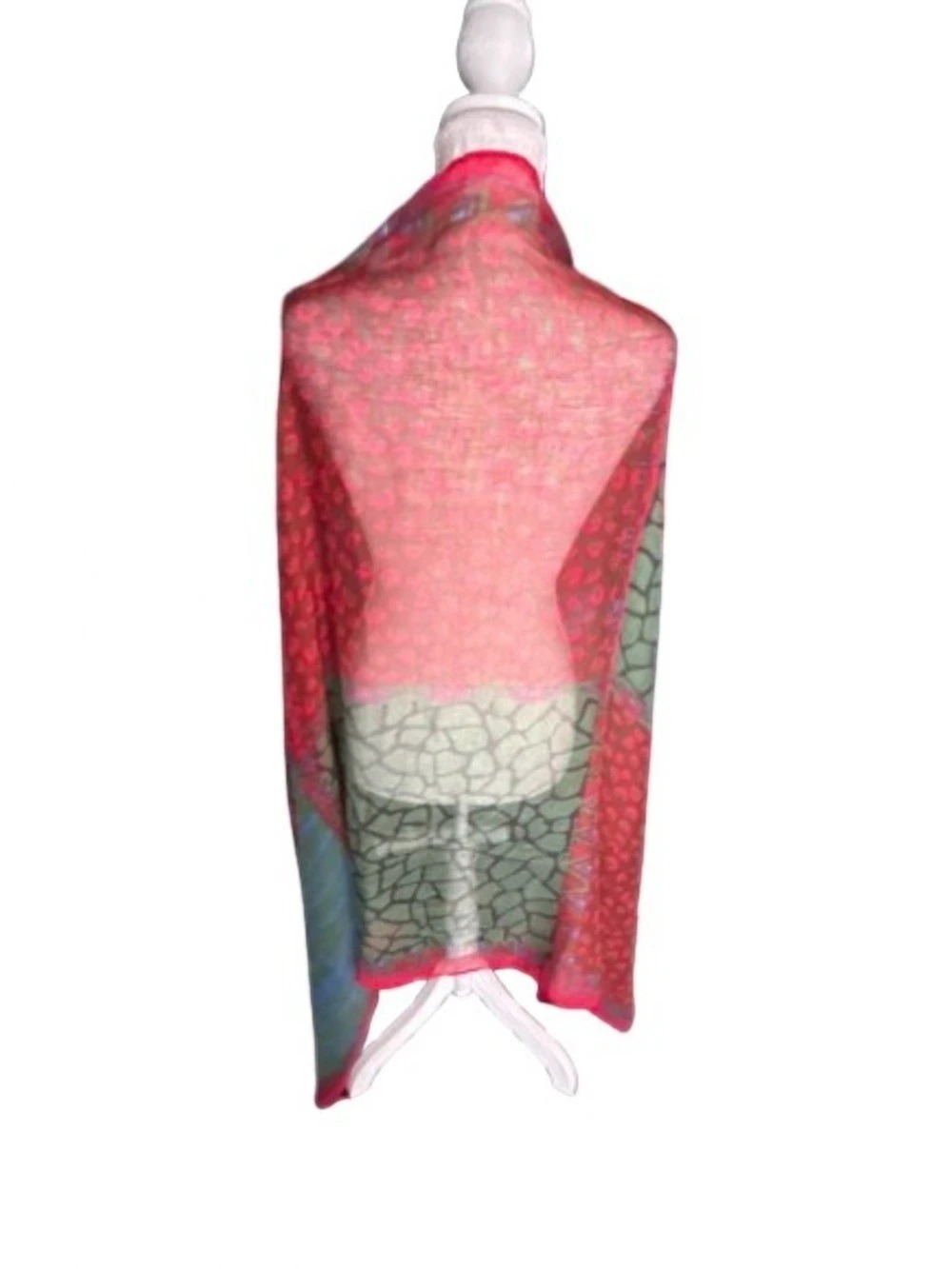 Large Sheer Scarf Wrap PONCHO GENE Aztec Pattern Multicolor Geometric Print